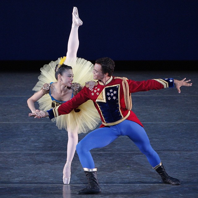 Angelica Generosa and Taylor Stanley in “Stars and Stripes” from the 2009 Workshop Performances. Photo by Paul Kolnik; choreography by George Balanchine © The George Balanchine Trust.