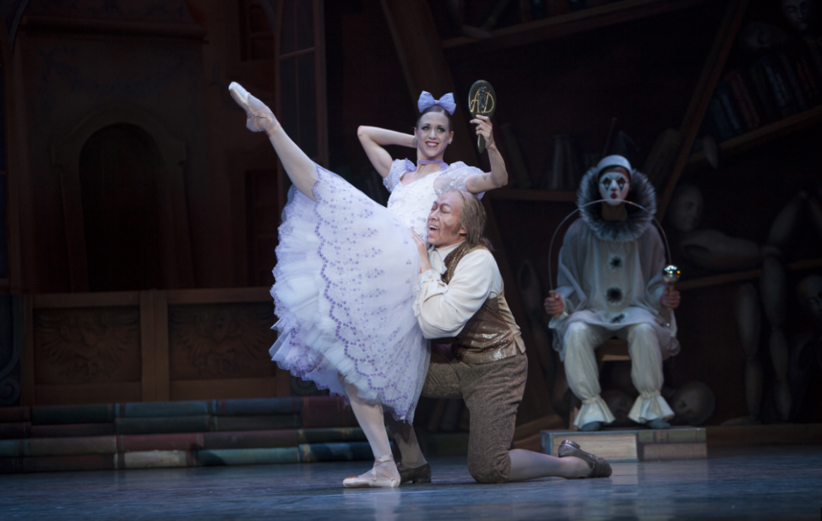 Lesley Rausch as Swanhilda & William Lin-Yee as Dr. Coppelius in George Balanchine's "Coppélia." Photo by Angela Sterling.